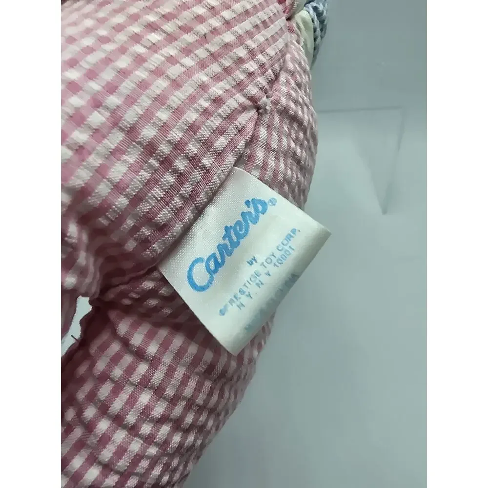 Vintage Carters plush rattle pink blue gingham 11